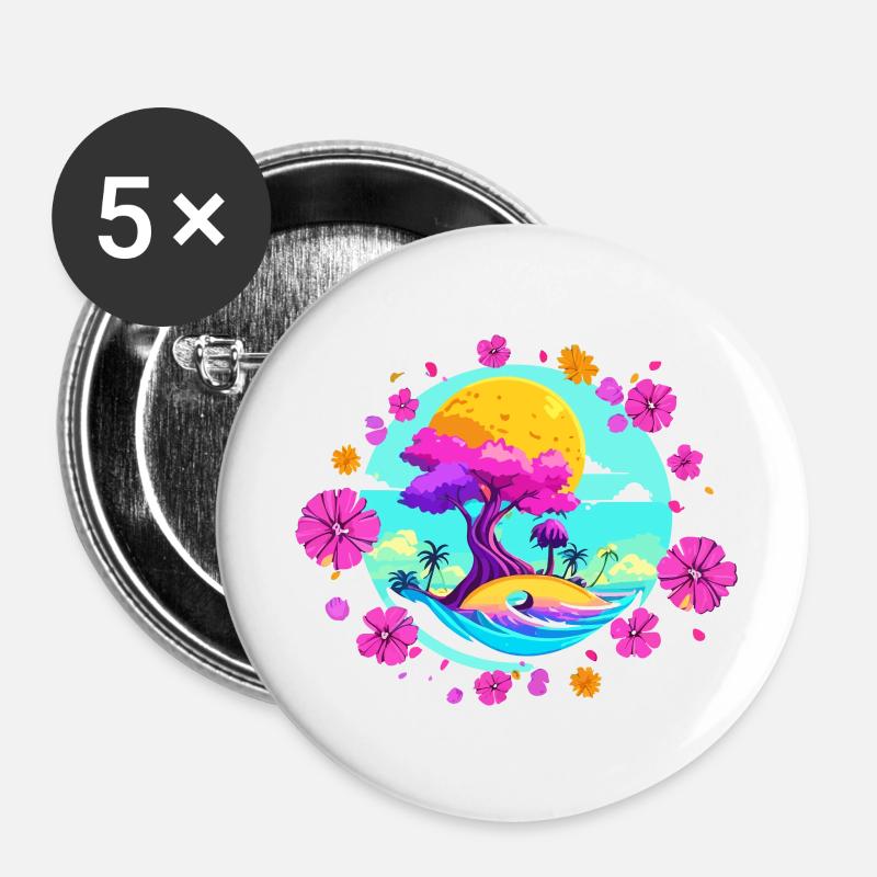 Pink blossom - Buttons large 2.2''/56 mm (5-pack) - white