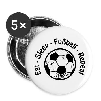 Fußball Soccer - Buttons groß 56 mm (5er Pack) - Weiß - Vorne
