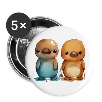 Platypus pair watercolor - Buttons large 2.2''/56 mm (5-pack) - white - Front