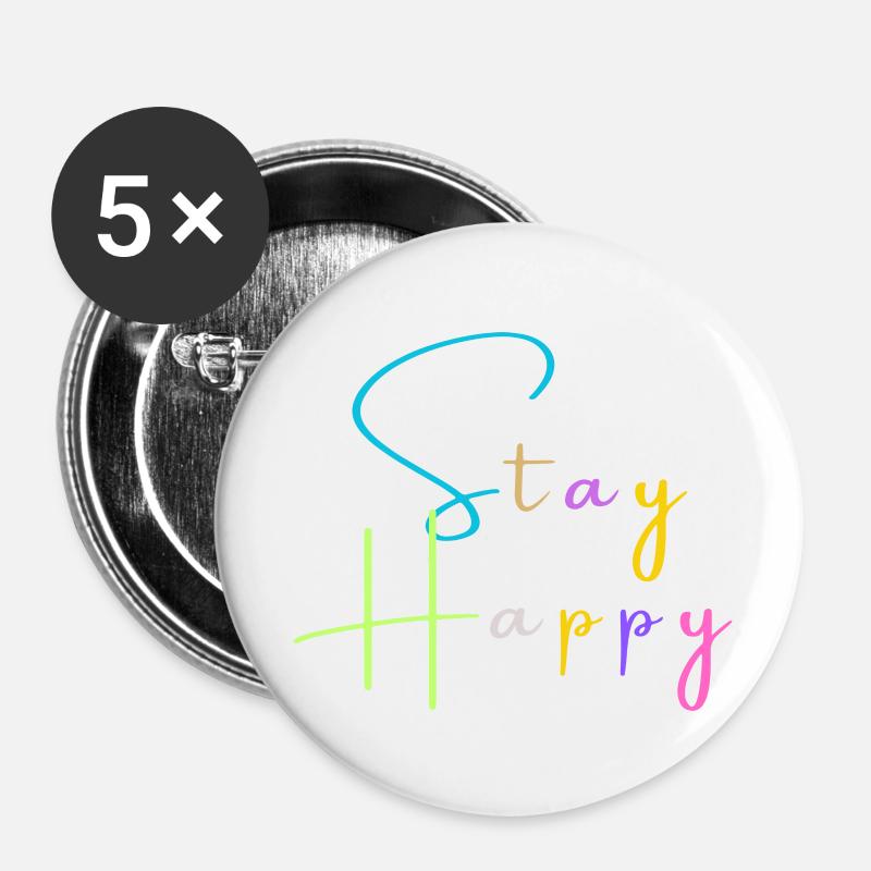 stay happy - Buttons large 2.2''/56 mm (5-pack) - white
