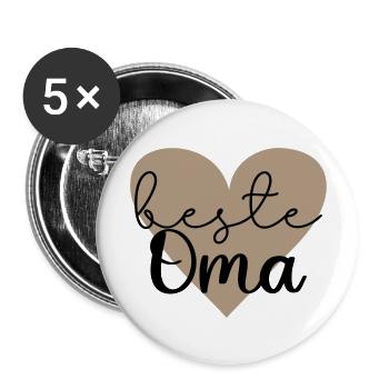 beste Oma - Buttons groß 56 mm (5er Pack) - Weiß - Vorne