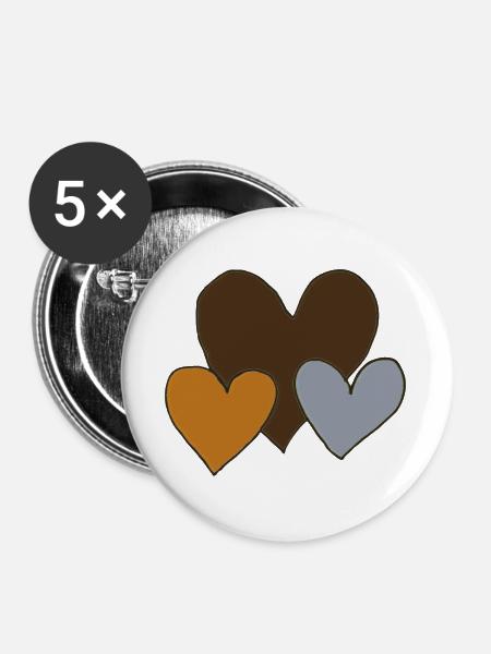herzen dreierpack - Buttons groß 56 mm (5er Pack) - Weiß