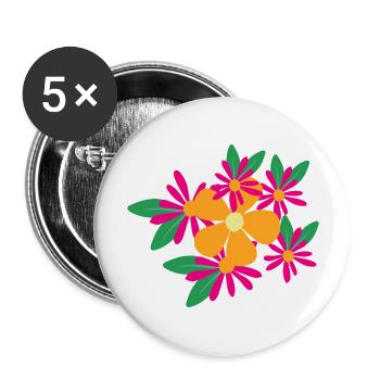 Flower Blume Pflanze - Buttons groß 56 mm (5er Pack) - Weiß - Vorne
