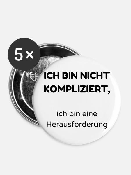 kompliziert - Buttons groß 56 mm (5er Pack) - Weiß