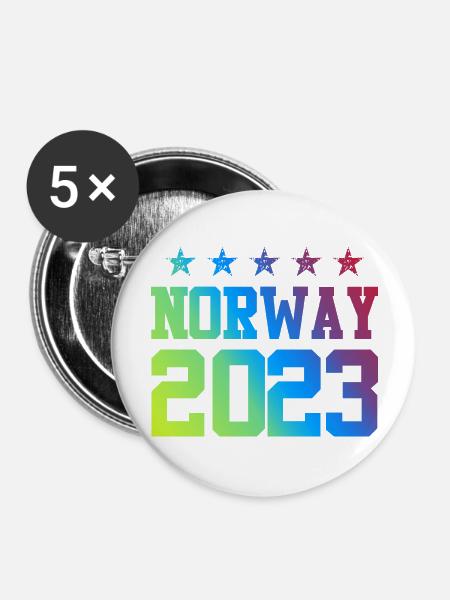 Norway 2023 - Buttons groß 56 mm (5er Pack) - Weiß