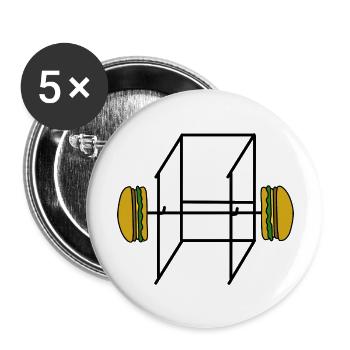 Sport Gym Fitness Hamburger - Buttons large 2.2''/56 mm (5-pack) - white - Front