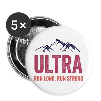 Ultra Running - Run Long. Run Strong. - Buttons large 2.2''/56 mm (5-pack) - white - Front