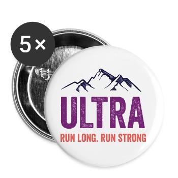 Ultra Running - Run Long. Run Strong. - Buttons large 2.2''/56 mm (5-pack) - white - Front