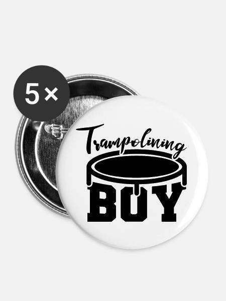 Lustiger Trampolinspringer - Buttons groß 56 mm (5er Pack) - Weiß
