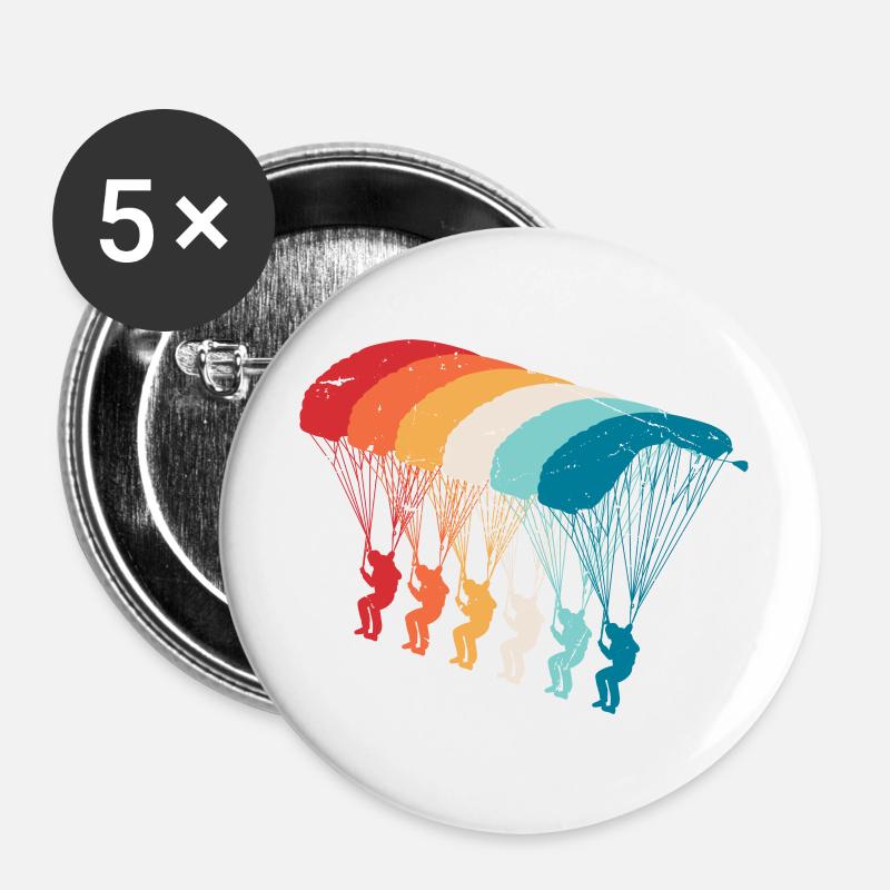Skydive Evolution: Skydiver Design - Buttons large 2.2''/56 mm (5-pack) - white