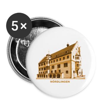 Nördlingen, Hôtel de ville, Danube, Souabe, Bavière - Lot de 5 grands badges (56 mm) - blanc - Devant