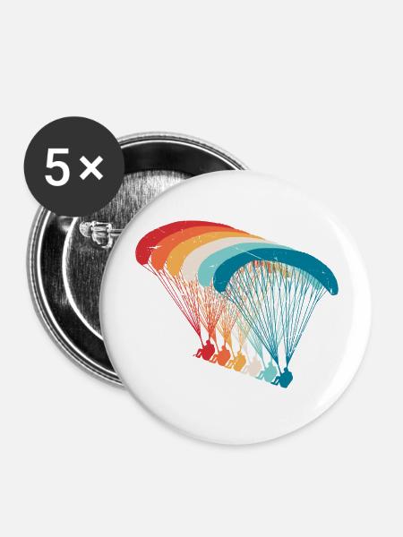 Skydive Evolution: Gleitschirm Design - Buttons groß 56 mm (5er Pack) - Weiß
