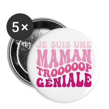 Fête Des Mères Formidable Maman Meilleure Mère - Lot de 5 grands badges (56 mm) - blanc - Devant