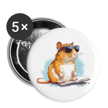 Mel la gerbille - Lot de 5 grands badges (56 mm) - blanc - Devant