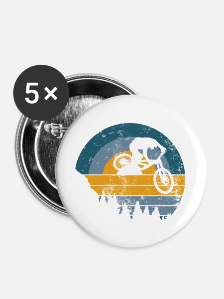 Sunset MTB Jump Silhouette - Buttons groß 56 mm (5er Pack) - Weiß