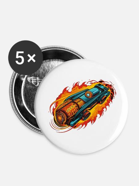 Turbo atomar - Buttons groß 56 mm (5er Pack) - Weiß