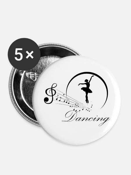 Dancing Dance Music - Buttons groß 56 mm (5er Pack) - Weiß