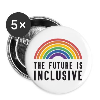 Mois de la fierté LGBT - L’avenir est inclusif - Lot de 5 grands badges (56 mm) - blanc - Devant