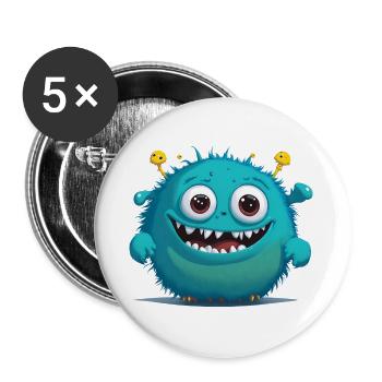 Petit monstre bleu - Lot de 5 grands badges (56 mm) - blanc - Devant