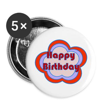 ALLES GUTE ZUM GEBURTSTAG. ALLES GUTE ZUM GEBURTSTAG. JAHRESTAG. - Buttons groß 56 mm (5er Pack) - Weiß - Vorne