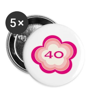 40 JAHRE. 40-JÄHRIGES JUBILÄUM. GEBURTSTAG 40 JAHRE. 40 - Buttons groß 56 mm (5er Pack) - Weiß - Vorne