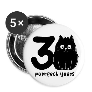 30 purrfect years - Buttons large 2.2''/56 mm (5-pack) - white - Front