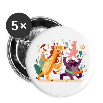 Les animaux en fête n°2 - Lot de 5 grands badges (56 mm) - blanc - Devant