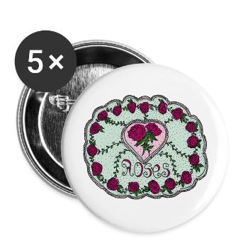 Embroderie Roses in colour - Buttons large 2.2''/56 mm (5-pack) - white - Front