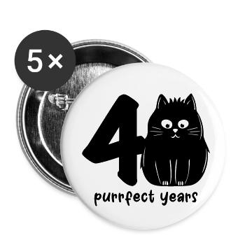 vraiment purrfect 40 ans - Lot de 5 grands badges (56 mm) - blanc - Devant