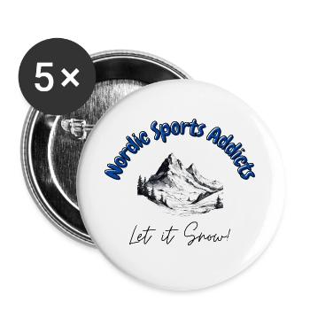 Nordic Sports Addicts - Let it Snow - Buttons large 2.2''/56 mm (5-pack) - white - Front