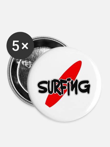 surfing - Buttons groß 56 mm (5er Pack) - Weiß