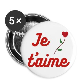 Je T'aime - French I love You Quote - Buttons large 2.2''/56 mm (5-pack) - white - Front