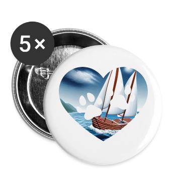 Sailing, Sailing, Dog, Sailor, Sailing Ship, Dogs - Buttons large 2.2''/56 mm (5-pack) - white - Front