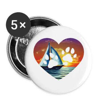 Sailing Ship Sailing Dog's Paw Sailor Sailboat - Buttons large 2.2''/56 mm (5-pack) - white - Front