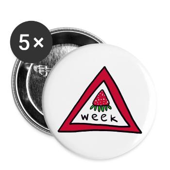 strawberryweek - Semaine de la fraise - Lot de 5 grands badges (56 mm) - blanc - Devant