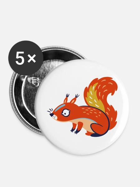 Wildtiere - Buttons groß 56 mm (5er Pack) - Weiß