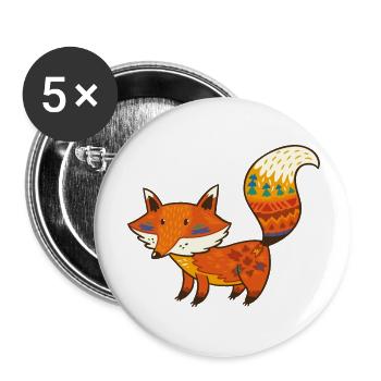 Wildtiere - Buttons groß 56 mm (5er Pack) - Weiß - Vorne