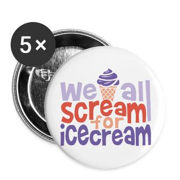 Sommer - Buttons groß 56 mm (5er Pack) - Weiß - Vorne
