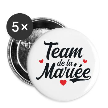 Team De La Mariée - Lot de 5 grands badges (56 mm) - blanc - Devant