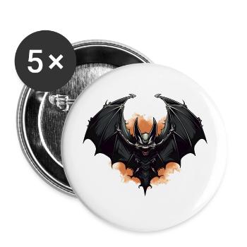 Fledermaus - Buttons groß 56 mm (5er Pack) - Weiß - Vorne