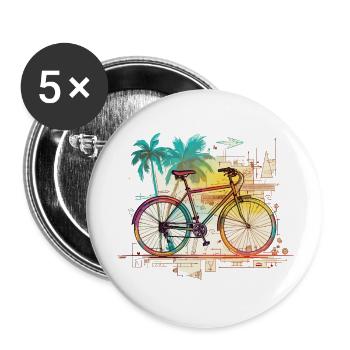 Künstlerisches Retro Fahrrad Vintage style - Buttons groß 56 mm (5er Pack) - Weiß - Vorne