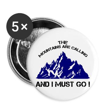 Les montagnes appellent I Must Go - Lot de 5 grands badges (56 mm) - blanc - Devant