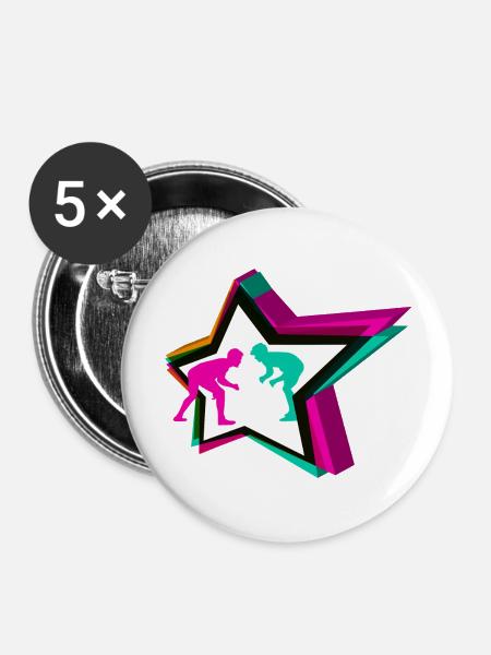 Wrestling Star - Buttons groß 56 mm (5er Pack) - Weiß