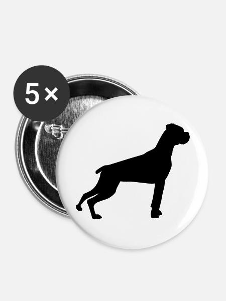 boxer schattenriss 1 - Buttons groß 56 mm (5er Pack) - Weiß
