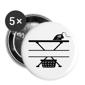 Iron, ironing board and laundry basket, text banner - Buttons large 2.2''/56 mm (5-pack) - white - Front