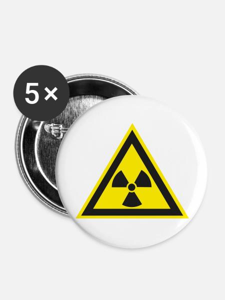 Radioaktiv - Buttons groß 56 mm (5er Pack) - Weiß