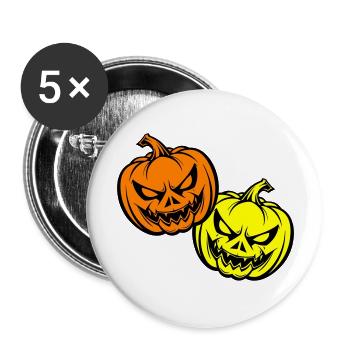 Halloween Visage de citrouille effrayant - Lot de 5 grands badges (56 mm) - blanc - Devant