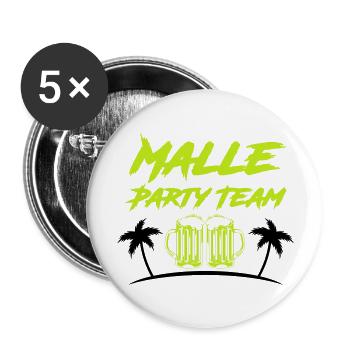 malle party team - Buttons groß 56 mm (5er Pack) - Weiß - Vorne