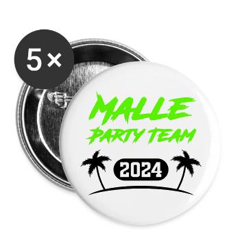malle party team 2024 - Buttons groß 56 mm (5er Pack) - Weiß - Vorne