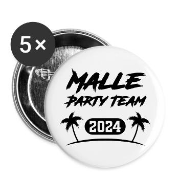malle party team 2024 - Buttons groß 56 mm (5er Pack) - Weiß - Vorne
